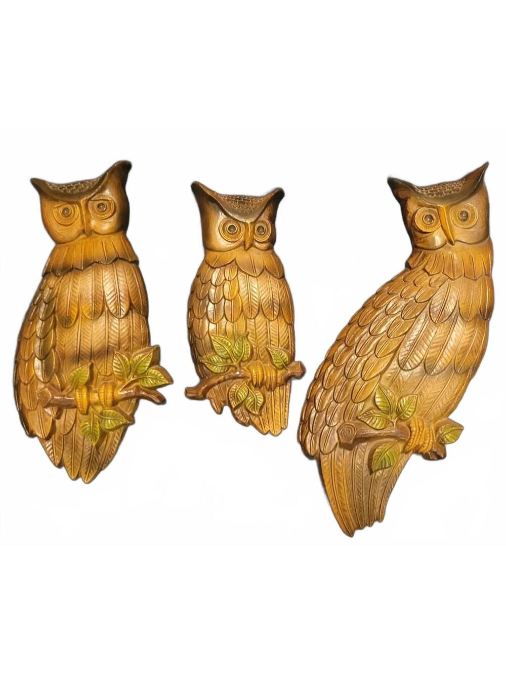 Vintage Sexton Owl Wall Hangings – Set of 3 (1960s Cast Metal)
